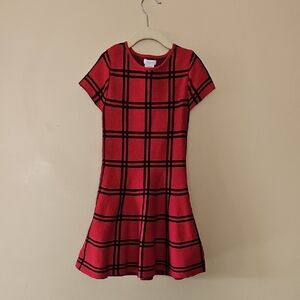 Tahari Girls Sz M Red and Black Plaid Dress